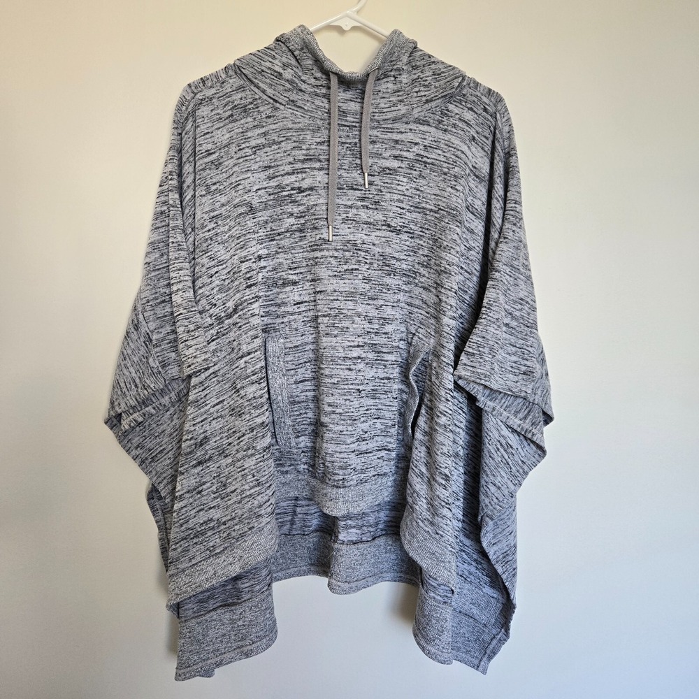 ATHLETA Blissful‎ Hooded Poncho size M Medium Pullover Heather Gray